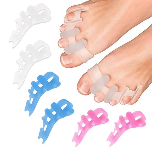 VACUBXBY 3 Pares Separadores de Dedos de los Pies para Enderezar los dedos Torcidos o Superpuestos - Separador dedos pie, corrector de dedos Almohadillas para Pies Silicona