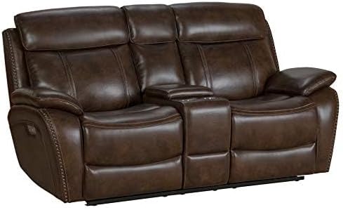 Barcalounger Sandover Power Reclining Console Loveseat, Tri-Tone Chocolate