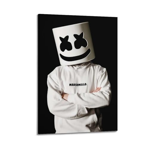 AKRHARWB Marshmello - Póster decorativo para pared, diseño vintage, elegante, para sala de estar, dormitorio, póster estético de 60 x 90 cm, estilo marco