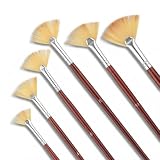 6 pinceles de abanico, juego de pinceles planos, pinceles planos, juego de pinceles de pintura acrílica, pinceles de abanico de nailon, compartimentos planos con mango largo de madera, pinceles de