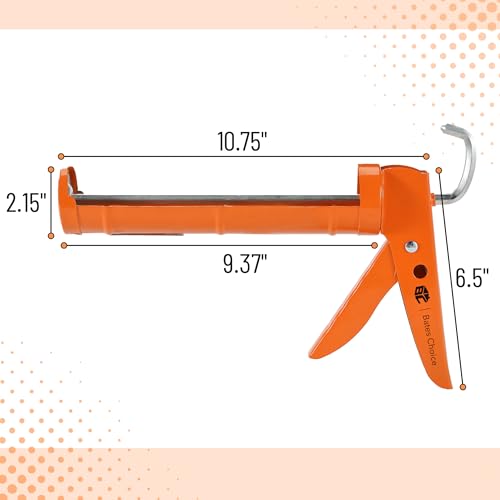 Image of Bates- Caulking Gun, 10:1 Thrust Ratio, Orange, No Drip Sealant Gun | Silicone Application Tool for Home Repair, Bathroom and Kitchen Sealing Work