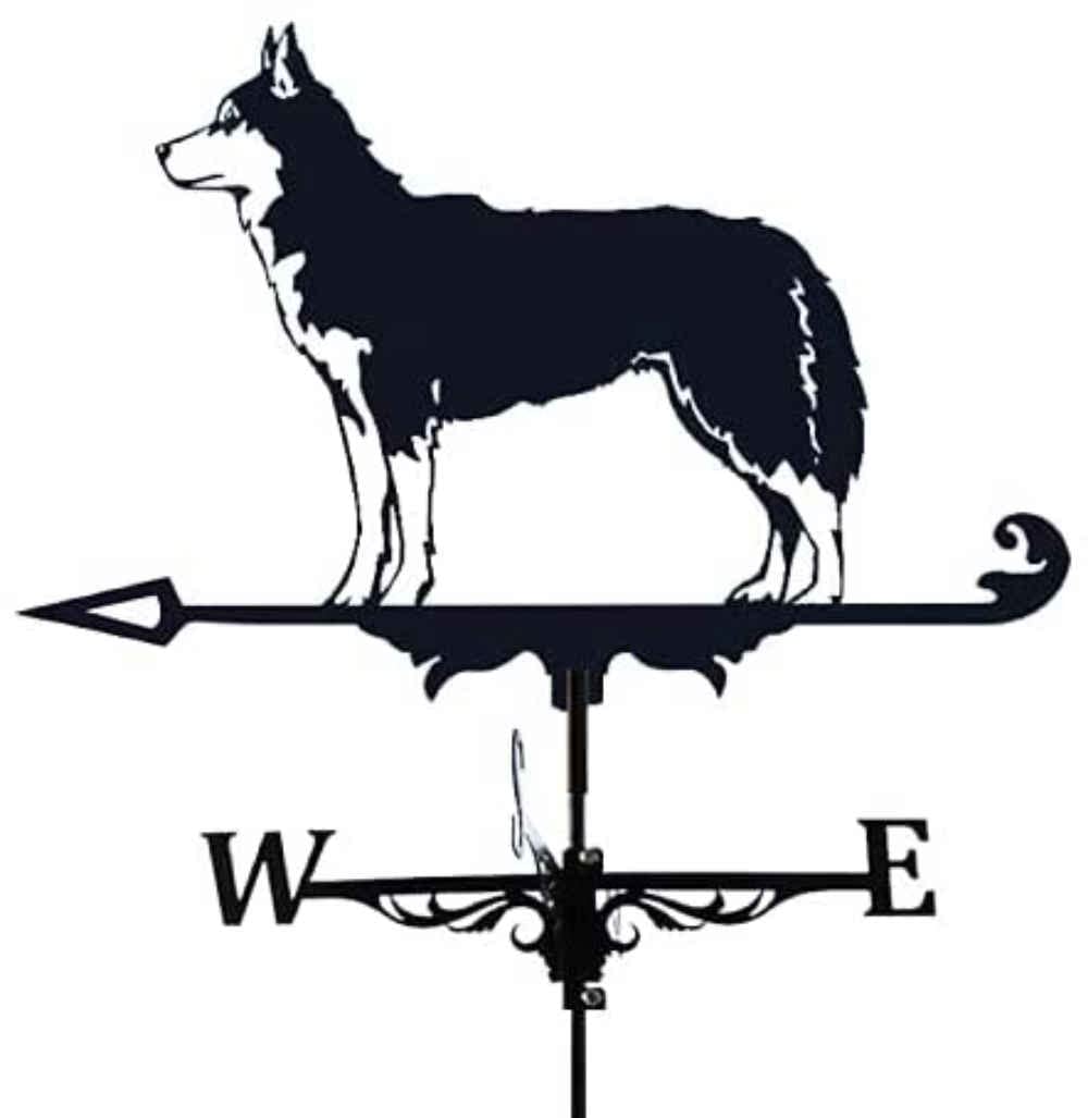 TAXXII Weather Vane Dog Wind Garden Weathervane Coating Iron for Roofs Outdoor Yard Lawns Backyards,Husky
