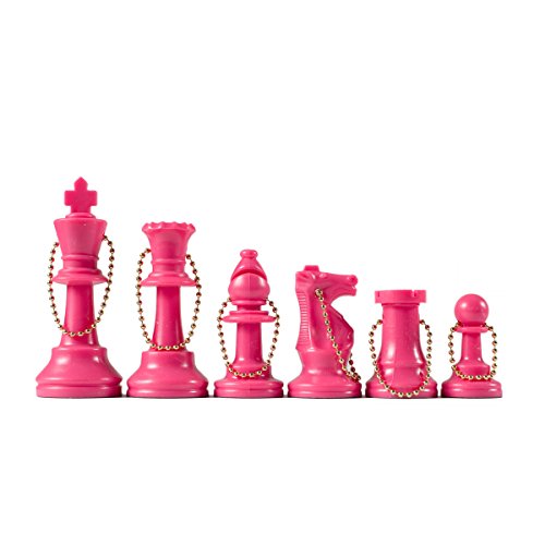 Wholesale Chess - Chess Pieces Keychain Set (Pink)