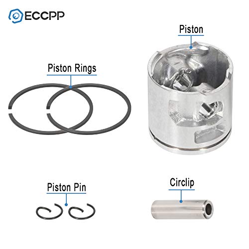 ECCPP 47mm Cylinder Head Piston Kit fit for Husqvarna 455 Rancher 455E 460 Husky Chainsaw Replaces 537 32 04 02 Piston Pin Rings Circlip Chainsaw Parts New