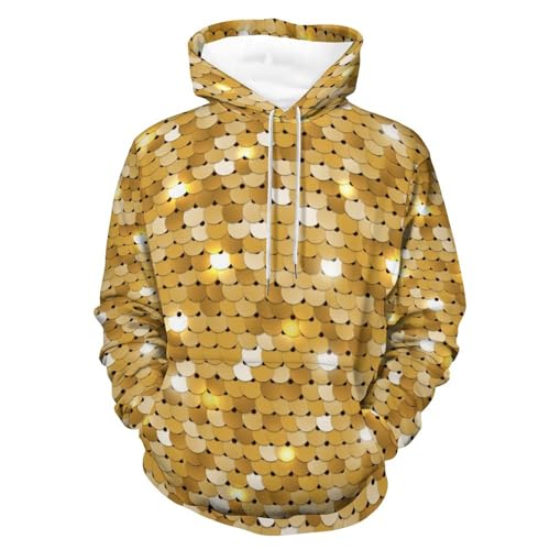 Hoodie paillettes d'or pour homme et femme | Sweat à capuche unisexe taille S