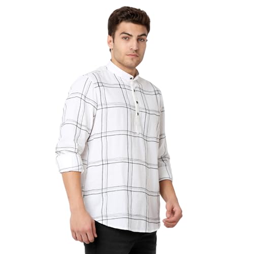 Image of Spykar Men's Slim Fit N /A Full Sleeve Checked Casual Shirts