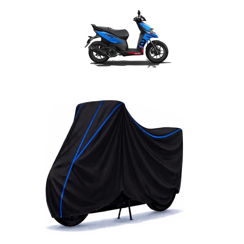 Image of Scooty Cover Water Resistant for SR 160 | Universal Scooter & Bike Cover | Heavy Duty UV Protection | Dust, Rain & Scratch Protection | Elastic Fit All Weather Indoor Outdoor | Black with Blue Piping