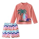 UV Shirt Kinder Badeanzug Jungen Langarm Badeshirt Mit Boardshorts Jungen UV Schutzkleidung Kinder Schwimmshirt 104 110/4-5 Jahre