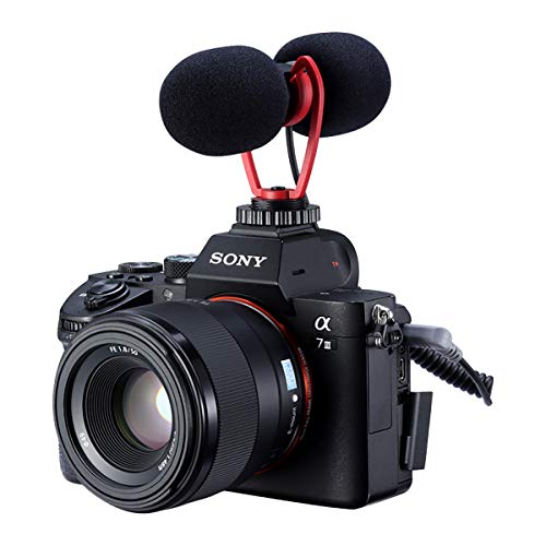 Universal Video Microphone with Shock Mount, Windscreen, 3.5mm TRRS Plug Compatible with iPhone/Android Smartphones, Canon/Nikon DSLR Cameras Camcorders - Perfect Camera Microphone, Shotgun Mic