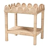 Bali & pari Sumana Bohemian Scallop Natural Rattan and Mahogany Side Table