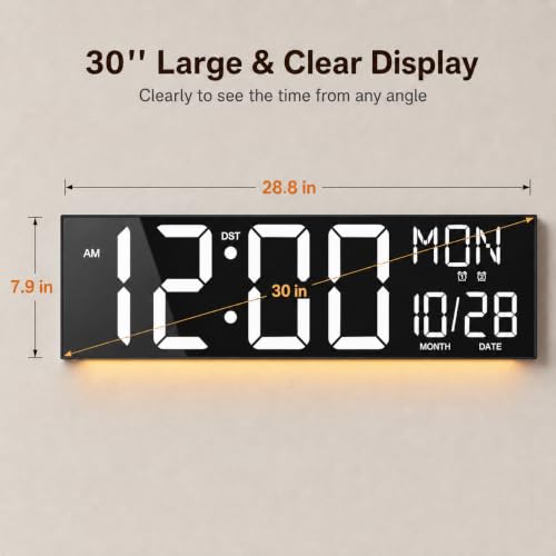 Image of JALL 30 inch Extra Large Digital Wall Clock, Giant LED Display with Remote Control, Digital Clock with Jumbo Numbers, Countdown Timer for Gym, Office, Living Room, Classroom, Home Decor, Warehouse