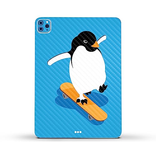 Image of MightySkins Carbon Fiber Skin Compatible with Apple iPad Pro 11 inch M2 4th Gen (2022) Full Wrap Kit - Skater Penguin | Protective Durable Textured Carbon Fiber Finish | Easy to Apply | Made in The USA
