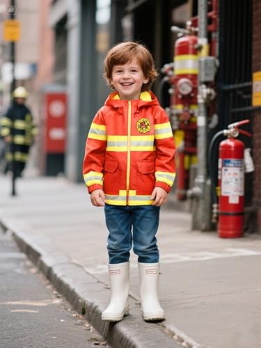 COSLAND Toddler Boys Girls Rain Jacket Waterproof Hooded Raincoat, 2-5T2