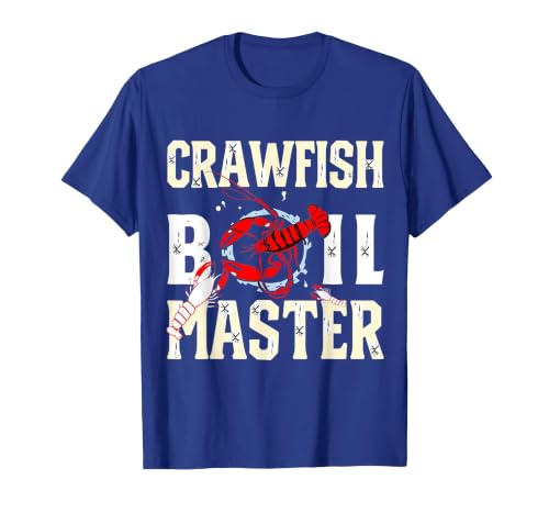 Crawfish Boil Master Cajun Seafood Festival Retro Cooking T-Shirt, Men, Royal Blue, Large