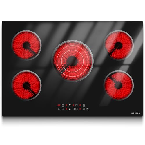 Image of Noxton 30 Inch Electric Cooktop, 5 Burner Ceramic Cooktop with Triple Ring Expandable Burner, Built-in Radiant Electric Stove Top, 9 Power Levels, Timer, Child Safety Lock, 240V Hardwired