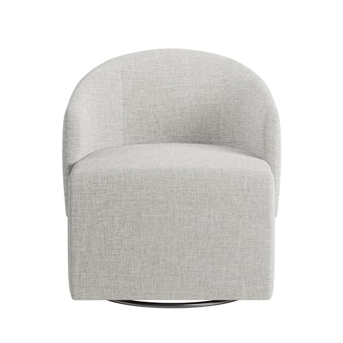Image of BELLEZE Swivel Accent Chair, Modern Upholstered Swivel Armchair 360 Degree Barrel Chair Comfy Corner Chair for Living Room Bedroom [Set of 2] - Malta (Light Grey)