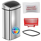 iTouchless 24 Gallon / 91L Sensor 2.0 Trash Can with Lid Commercial Grade Automatic Stainless Steel Touchless Garbage Bin, AbsorbX Odor Filter, Battery or AC Power, for Home, Office, Restaurant, Lobby