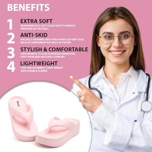 Image of DOCTOR HEALTH SUPER SOFT Women's Hot Pink Flip-Flops Slippers | Flip-Flops | Women's & Girl's Slippers | Comfortable & Lightweight | Soft Foot Massager | All Day Wear Flip-Flops Slipper