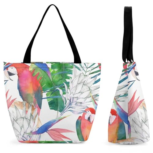 Sac à main perroquets pour femme grand cabas de shopping et voyage