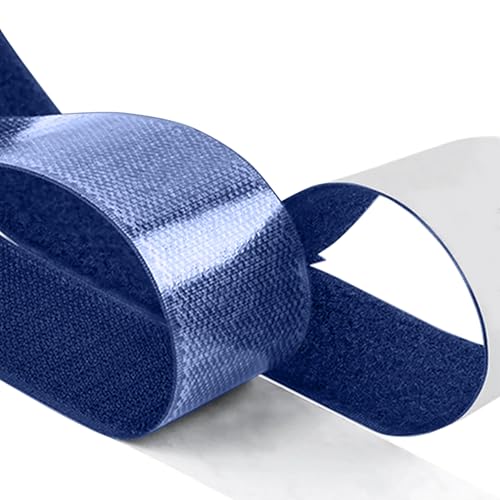 Image of 1.5 inch x 1 Yards Navy Wide Hook and Loop with Self Adhesive Tape Strong Sticky Back Roll Nylon Heavy Duty Strips Excellent Grip Fabric Softener for Home Office School Car Craft Organizer