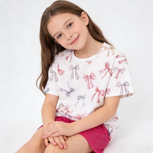 Image of Axumity Kid Toddler Girl Clothes Summer Ruffle Sleeve Figure Graphic Shirt + Shorts Summer Outfits Set