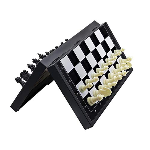Buyess BY43124 5 In 1 Magnetic Chess Checkers Dominoes Backgammon And Cards Set, Mini Travel Size Multi Board Games thumb #3