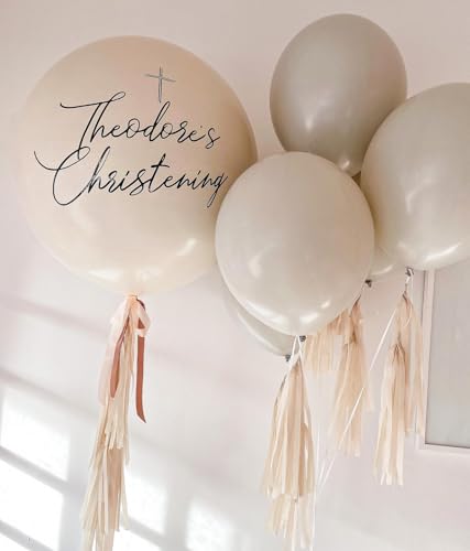 Image of 36 Inch White Sand Balloons - 9Pcs Giant White Sand Balloons Jumbo Large Thick Big Cream Latex Balloons for Birthday Baby Shower Wedding Anniversary Gender Reveal Photo Shoot Party Decorations