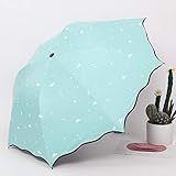 Regenschirm / Sonnenschirm Sky Girl Regenschirm Welle Weiße Wolke Fliegendes Blatt Schwarz Kunststoff Sonniger Regenschirm Anti-UV Kreativ Faltbare Sonne Regenschirm-See Grün_98 cm Durchmesser unter dem Regenschirm