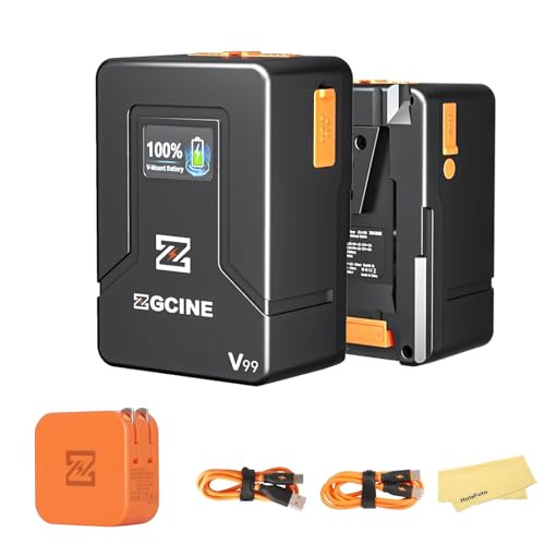 ZGCINE ZG V99 Mini Cámara V Mount Batería con Kit de Cargador, 99Wh (14.8V 6800mAh) Soporta D Tap/BP/Entrada y Salida para BMPCC 6K Pro/Canon EOS R5C/Sony FX3