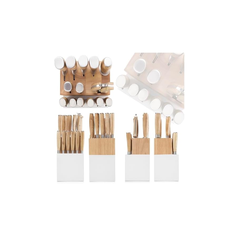 Natura-Series-15-PCS-Knife-Block-Set-Ultra-Sharp-High-Carbon-Stainless-Steel-with-Wooden-Handle Kangdelun Natura Series 15 PCS Knife Block Set, Ultra Sharp High Carbon Stainless Steel with Wooden Handle