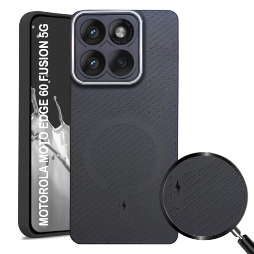 Image of LIRAMARK Rugged Carbon Fibre TPU Armor Silicone Back Cover Case for Motorola Moto Edge 60 Fusion 5G / Moto Edge 60 5G
