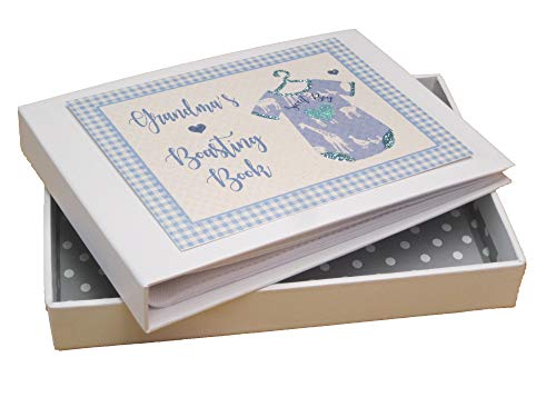 White Cotton Cards Grandma's Boasting Book Photo Album Blue Vest (BV3T), Blue,white, Medium