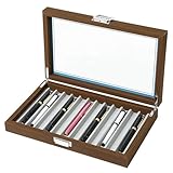 YorHele 12-Slot Black Walnut Pen Display Box