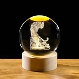 Arikyrist 3D Crystal Tiger Figurines with Wooden Light Base, Tiger Crystal Ball Figurines Collection Gifts for Tiger Lovers, Crystal Ball Night Light Home Decor