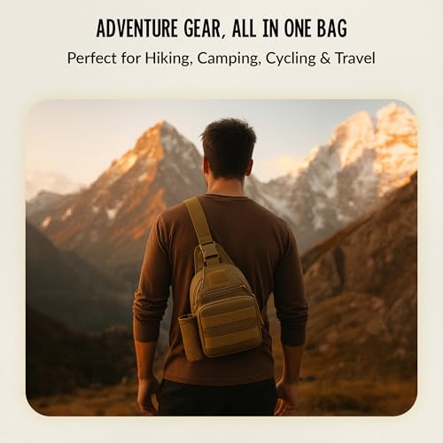 Image of CARRY TRIP OUTDOORS Sling Chest Bag, 900D Nylon Tactical MOLLE Compact Crossbody Camping, Hiking, Cycling, Travel Pack, Water-Resistant Shoulder Sling Bag for Men & Women