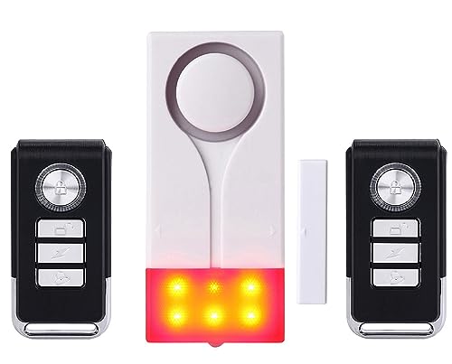 Meichoon Alarma de Ventana de Puerta para Home Security Sensor Wireless Protección Antirrobo DIY Ideal para Pool Garage Office Apartment y RV con 2 Mando a Distancia