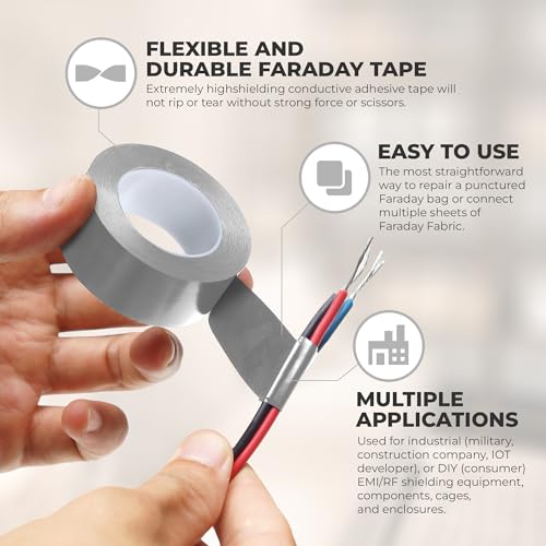 Image of MWRF Source Conductive Cloth Fabric Adhesive Faraday Tape (2.4-inch x 65ft); EMI Grounding; RFID Signal Attenuation; Radio Frequency Signal Attenuation; Guitar Interference Shielding