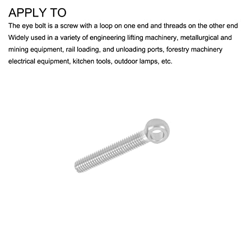 Image of METALLIXITY Shoulder Swing Lifting Bolt (M10x60mm) 2Pcs, 304 Stainless Steel Eye Bolts - for Home Renovation, Pipeline Gate Valves Fasteners, Silver