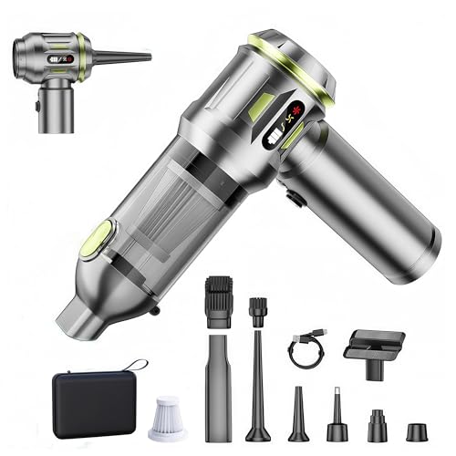 Handheld Vacuum Car Vacuum Cleaner 4-in-1 26000PA Portable Rechargeable Handheld Vacuum & Air Blower Portable Wireless High Power Mini Vacuum Cleaner for Car Home Office(silver)