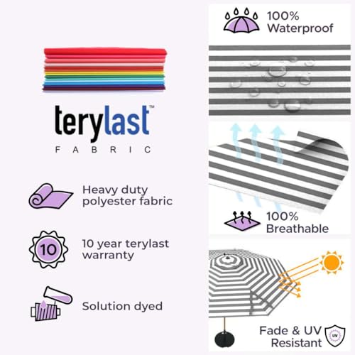 Image of Midtown Umbrellas LED Swilt - 9 Ft Solar LED Patio Umbrella, Matter Stripes