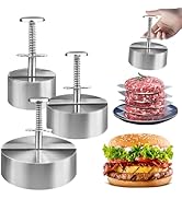 3 Pack Burger Press, Stainless Steel Adjustable Hamburger Patty Maker Meat Press Non-Stick Stuffe...