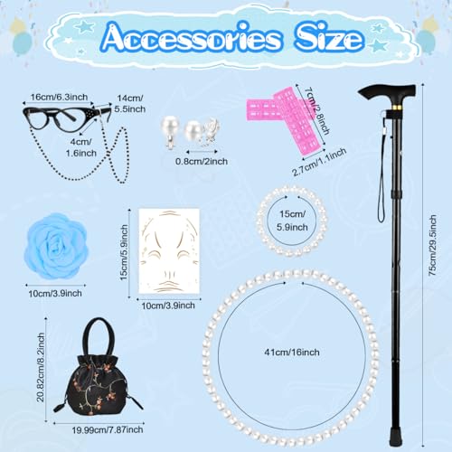 Disfraz completo de abuela para niñas 13 piezas miniatura 3
