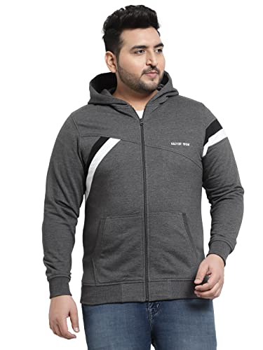 Image of Kalt Men Full Sleeves Zipper Fleece Striped Hoodie