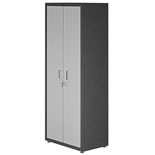 Image of Manhattan Comfort Fortress Collection Modern Designed Durable Tall Storage Standing Garage Cabinet Great For Tools and Supplies, Stainless Steel