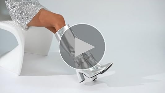 Amazon.com | FINDVELL Silver Knee High Boots for Women