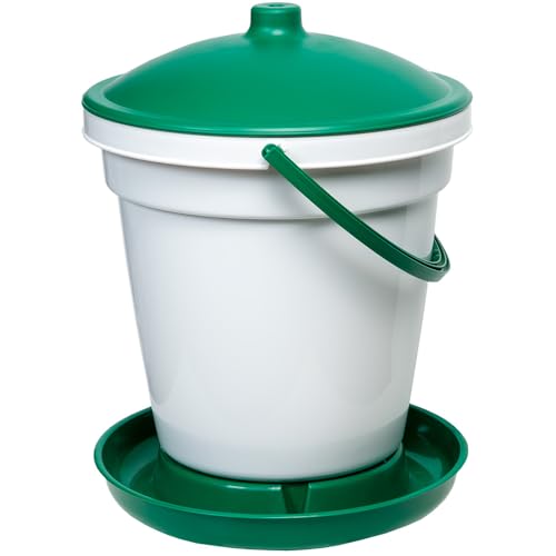 Premier 1 Quick Clean Bucket Waterer for Chickens & Poultry - 5 Gallon (White, Green, No Legs)