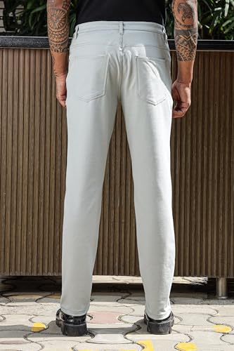 Image of ONE SKY Premium Men's Flexi Waist Casual Pants Cotton Blend Stretchable Chinos | Slim Fit Stylish Office Fashion Trousers for Office, Party | Men Formal Pant