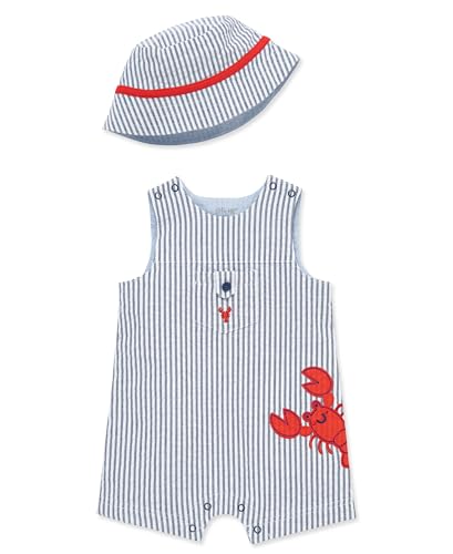 Little Me Clothes for Baby Boys Lobster Sunsuit and Hat Blue Lobster 12 Months
