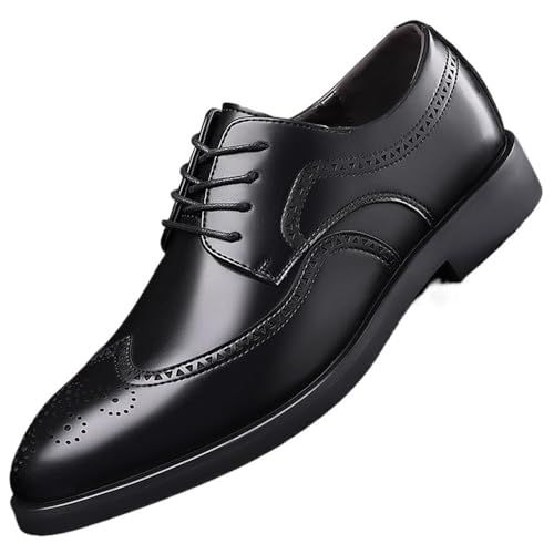 Men's Business Dress Shoes Fashion Brock Large Size Men's Shoes Derby Shoes(Brown,42)