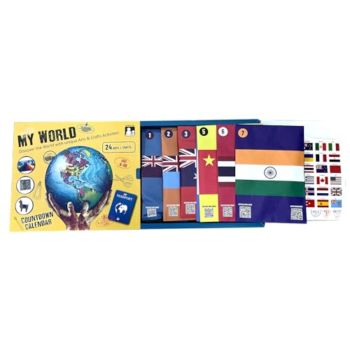 My World Advent Calendar 2025 - visit 24 countries, explore different cultures, create original Arts & Crafts from each country! Ages 9+ Includes a Printed Guide. Ages 9+